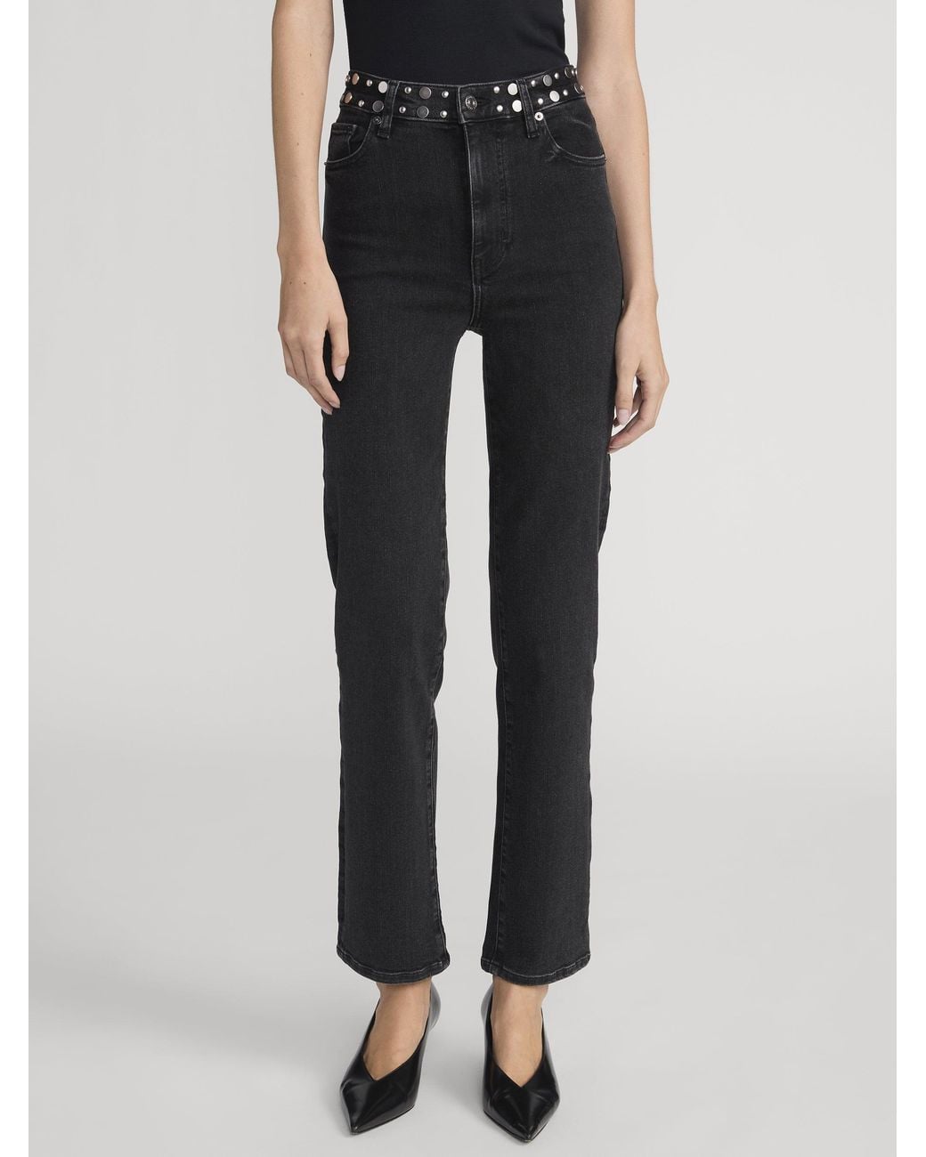 FRAME Black Le Sleek Straight Studded