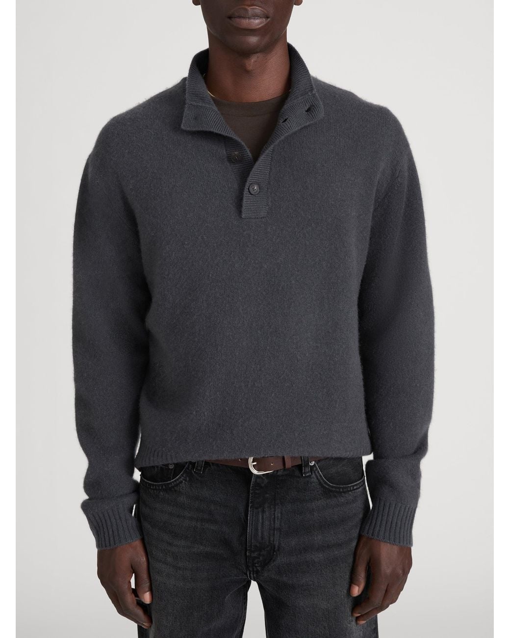 FRAME Blue Cashmere Blend Brushed Sweater for men