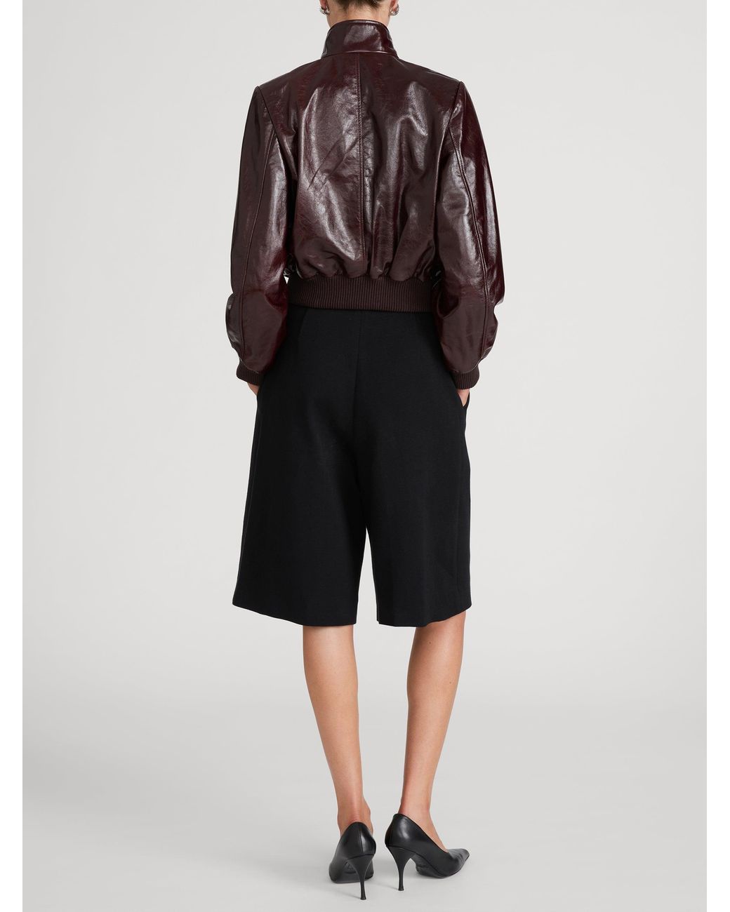 FRAME Brown The Patent Leather Harrington Jacket