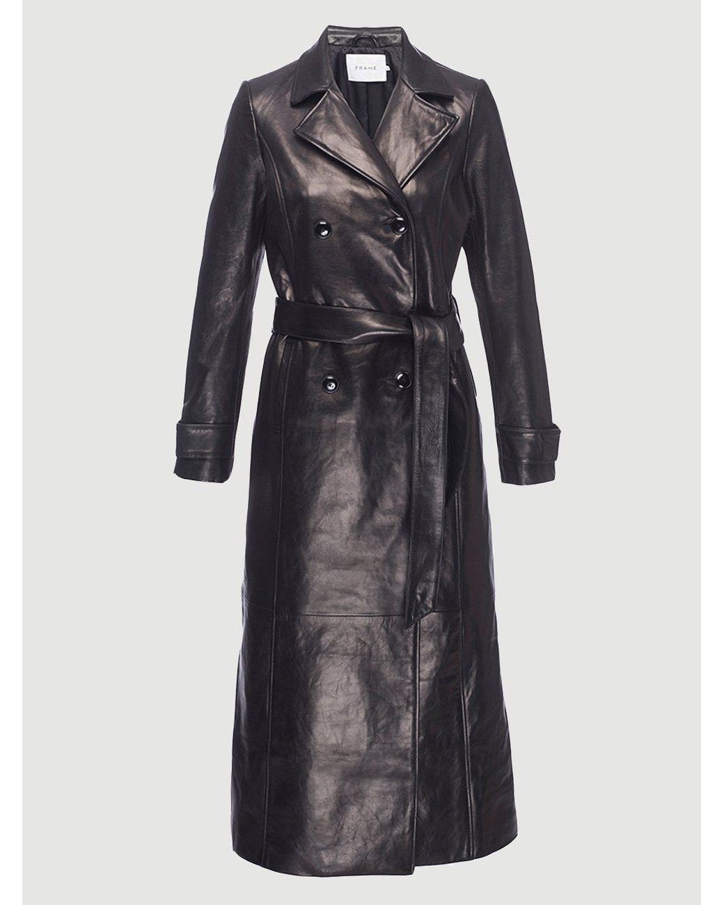 FRAME Leather Trench in Black | Lyst