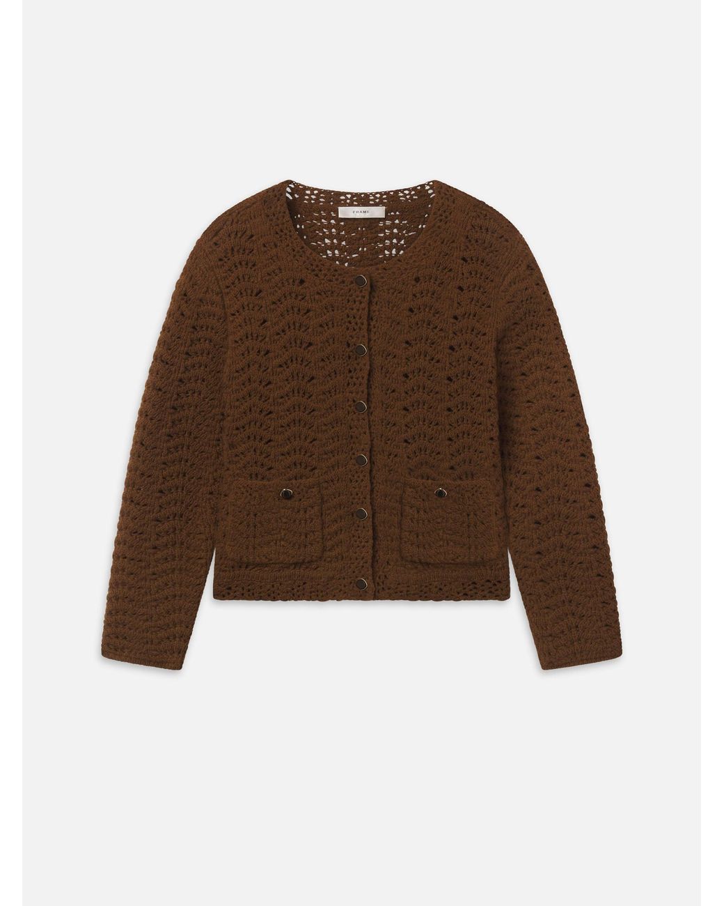 FRAME Brown The Chevron Knit Cardi