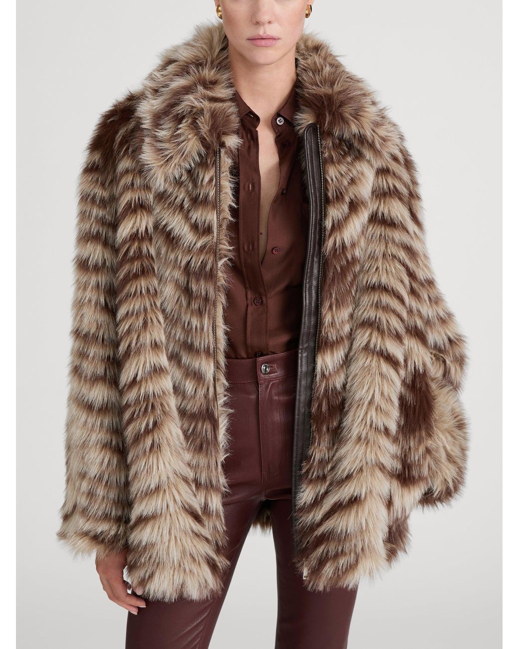 FRAME Brown The Alpine Chevron Coat