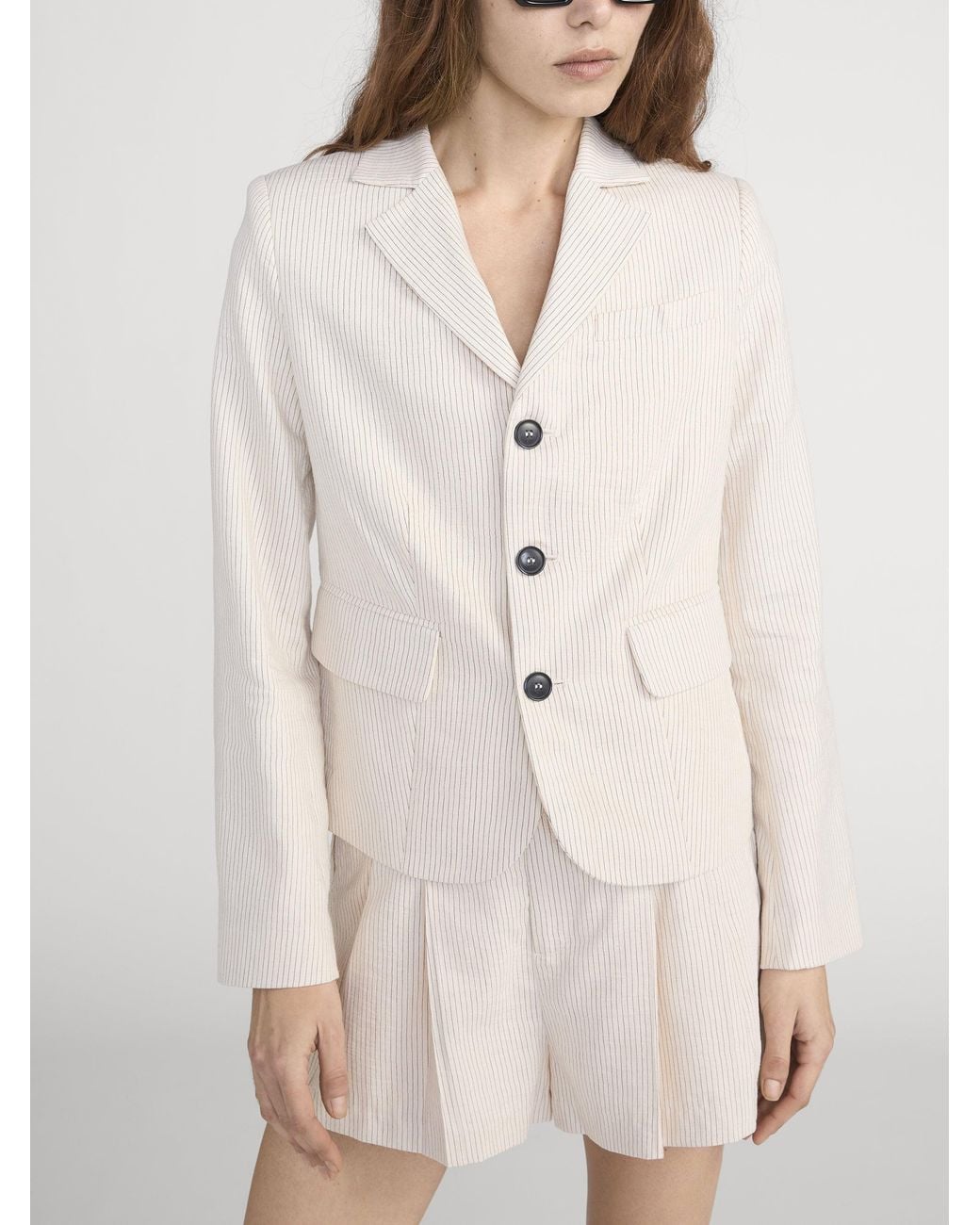FRAME Natural The Striped Smart Blazer