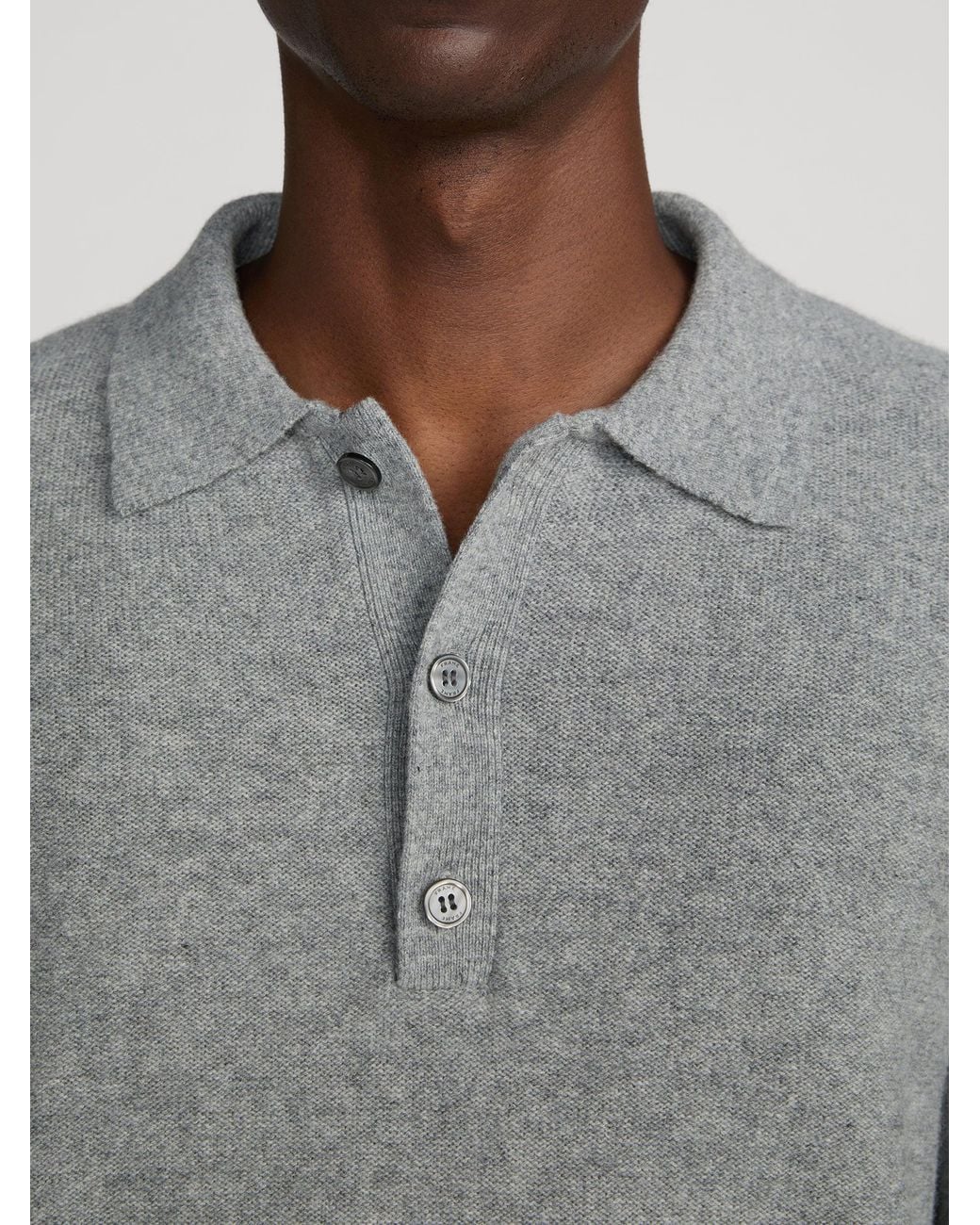 FRAME Gray Boiled Wool Polo Sweater for men