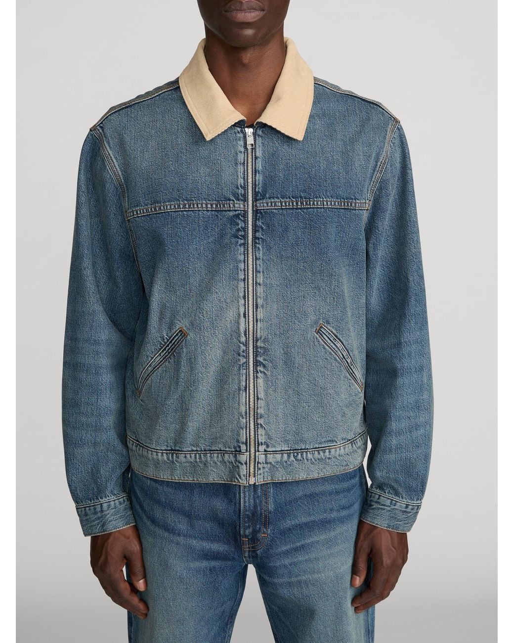 FRAME Blue Denim Zip Trucker for men