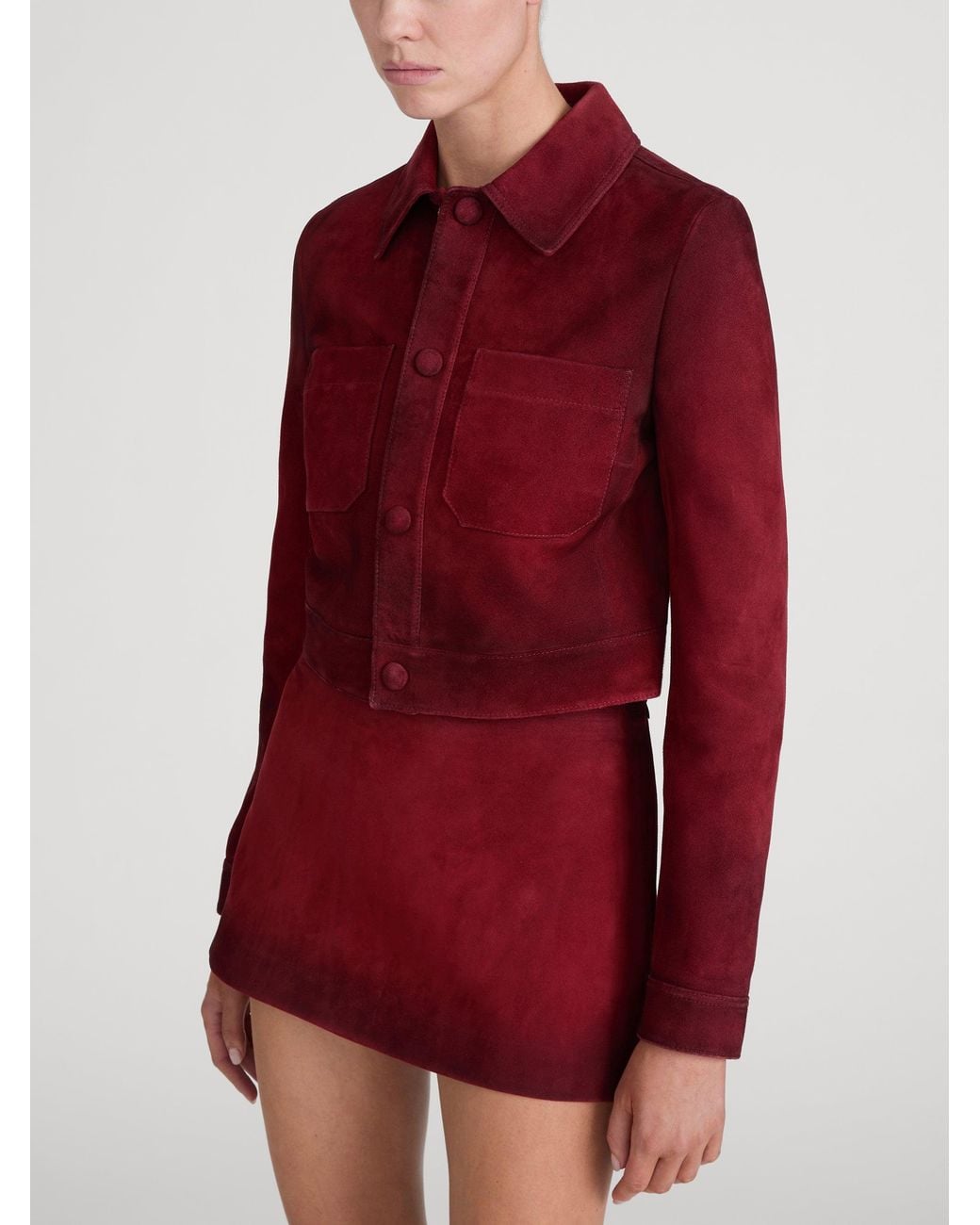 FRAME Red The Small Suede Jacket