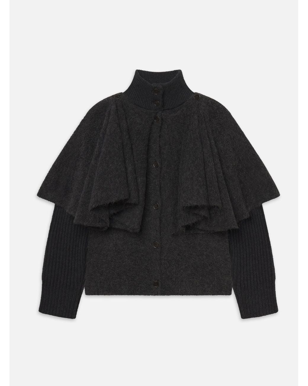 FRAME Black The Wrap Cape Coat