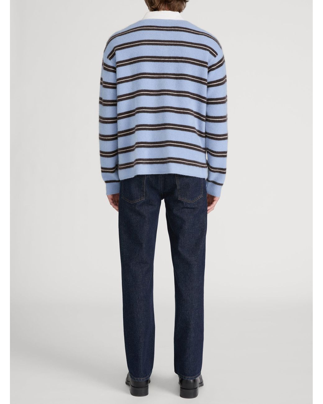FRAME Blue The Ritz Brushed Cashmere Rugby Sweater for men