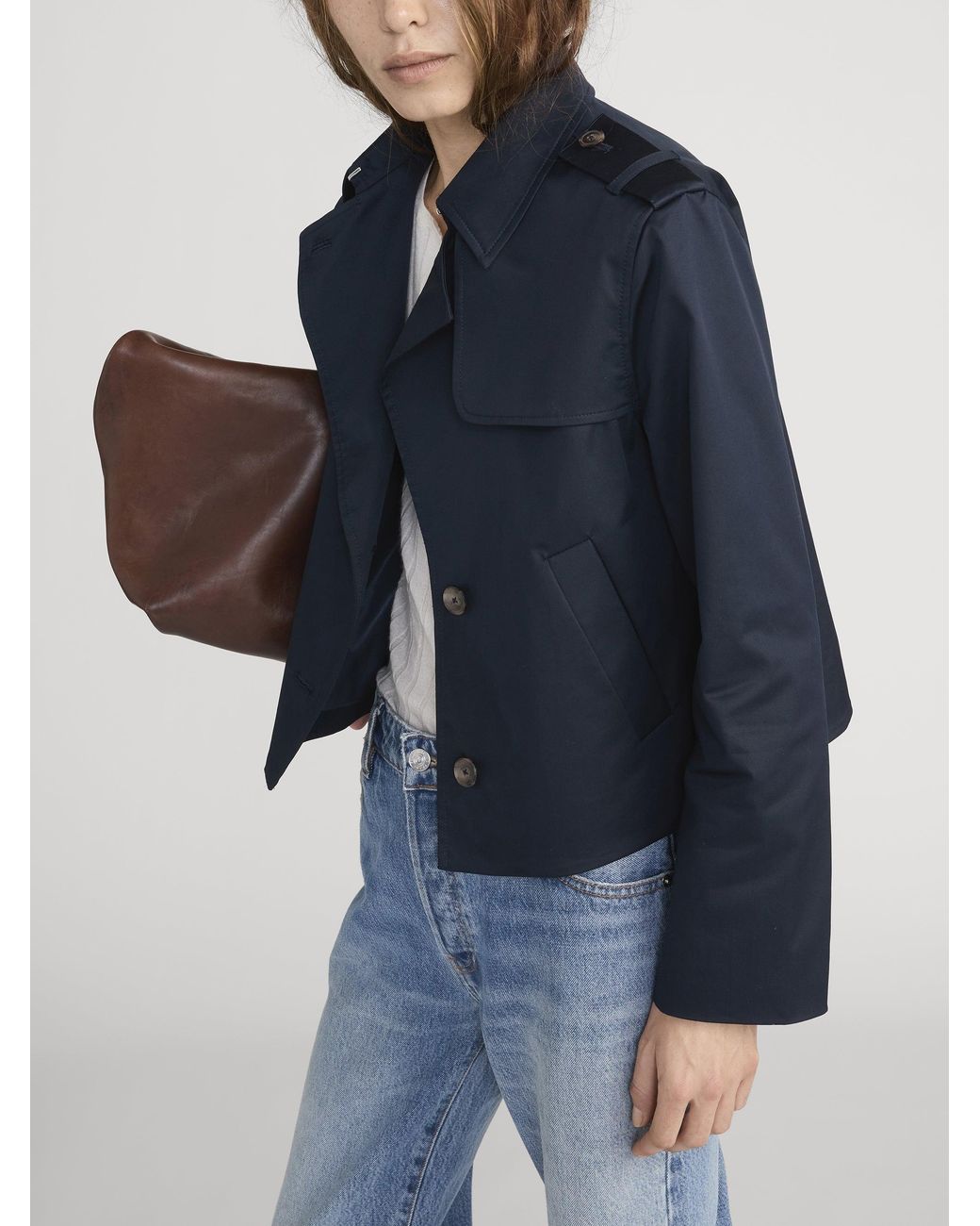 FRAME Blue The Short Trench Jacket