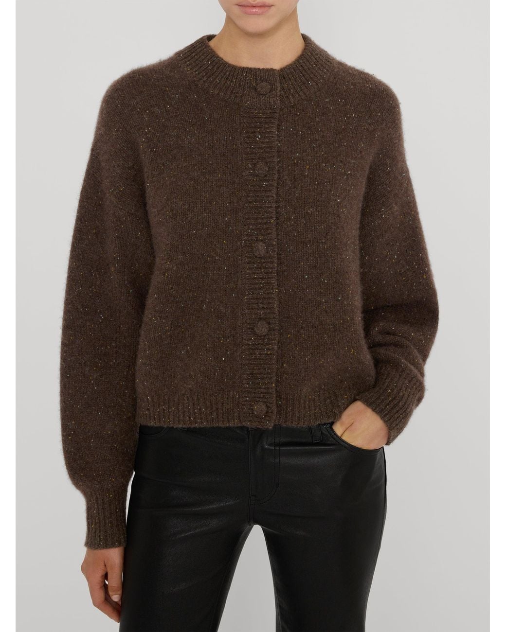FRAME Brown The Cashmere Fleck Cardi