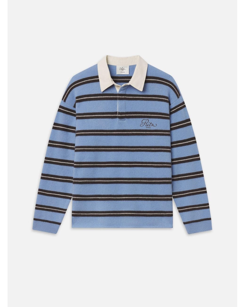 FRAME Blue The Ritz Brushed Cashmere Rugby Sweater for men