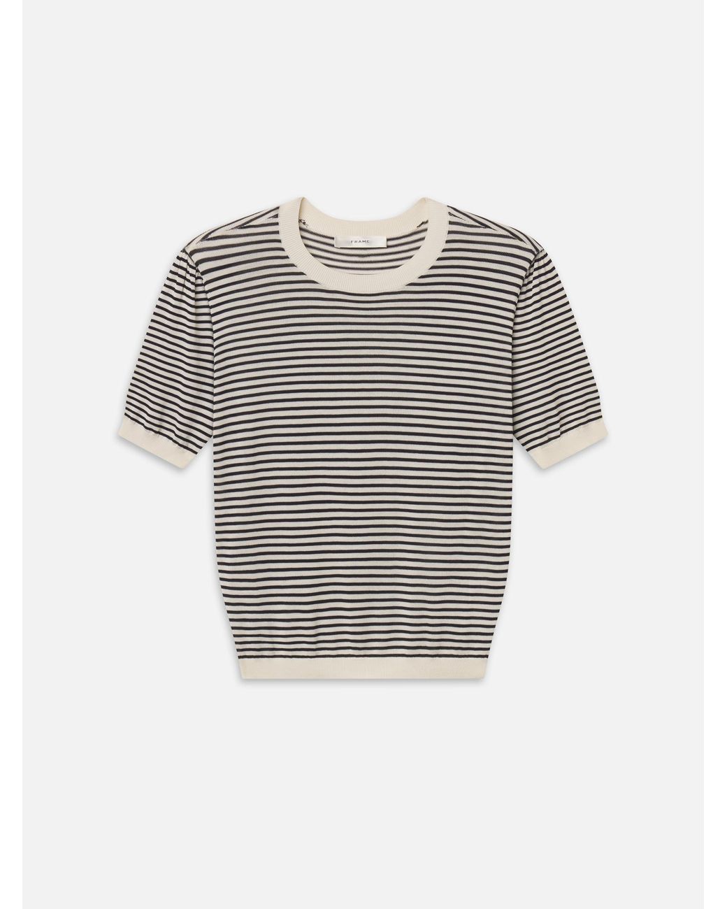 FRAME Gray The Striped Gathered Sweater