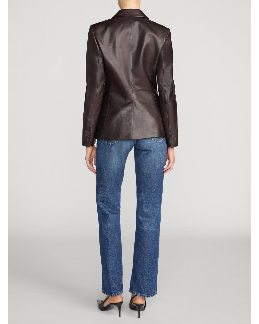 FRAME Black The Femme Leather Blazer