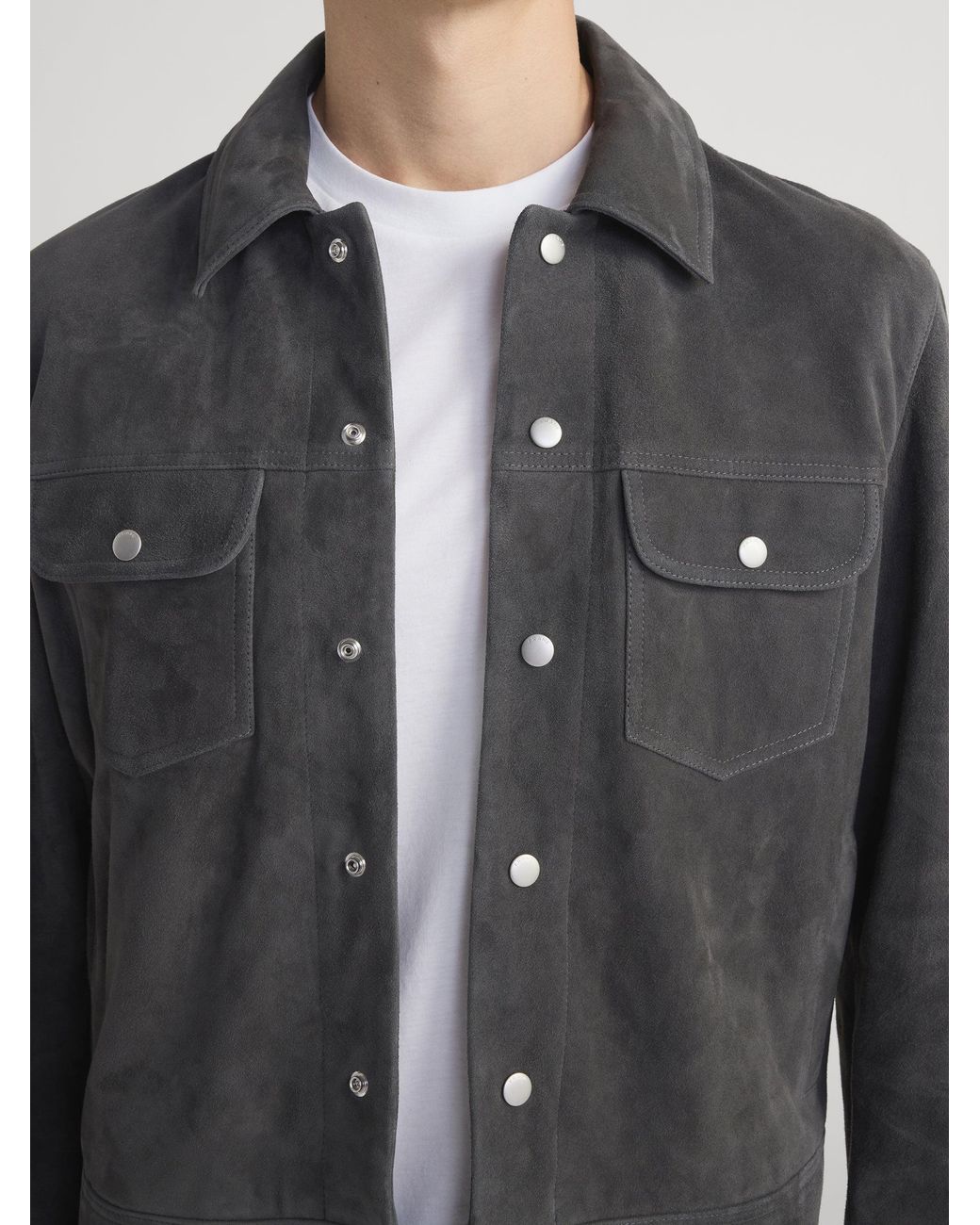 FRAME Black Suede Trucker Jacket for men