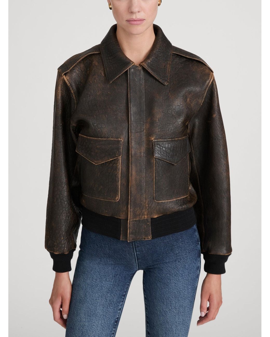 FRAME Brown The Shrunken Flight Jacket