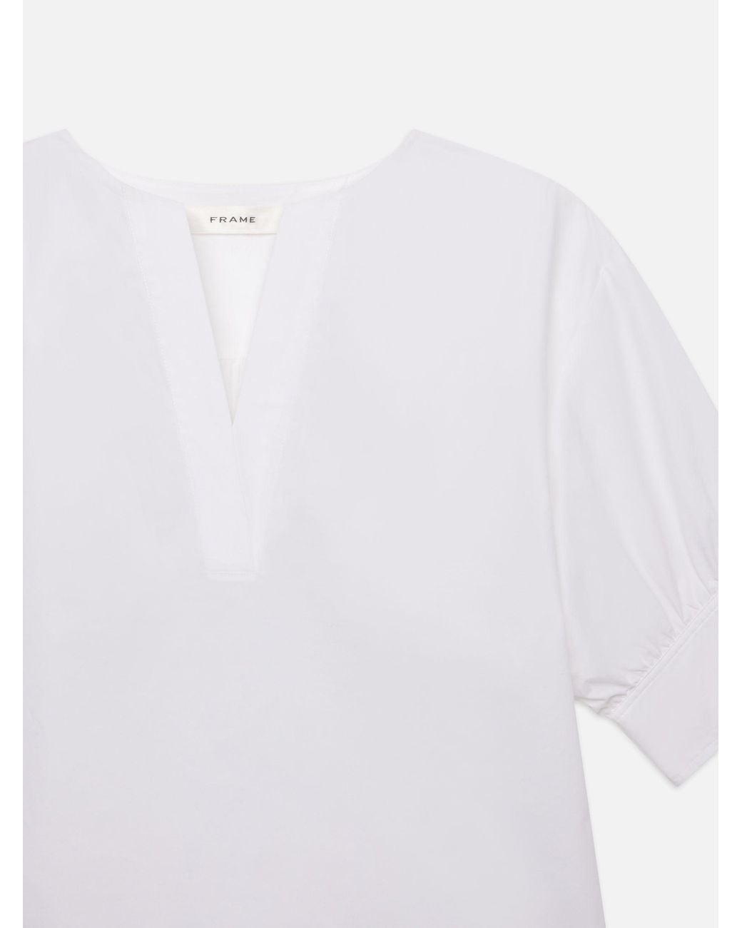 FRAME White V-neck Popover Top