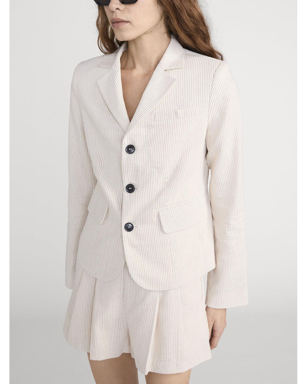 FRAME Natural The Striped Smart Blazer