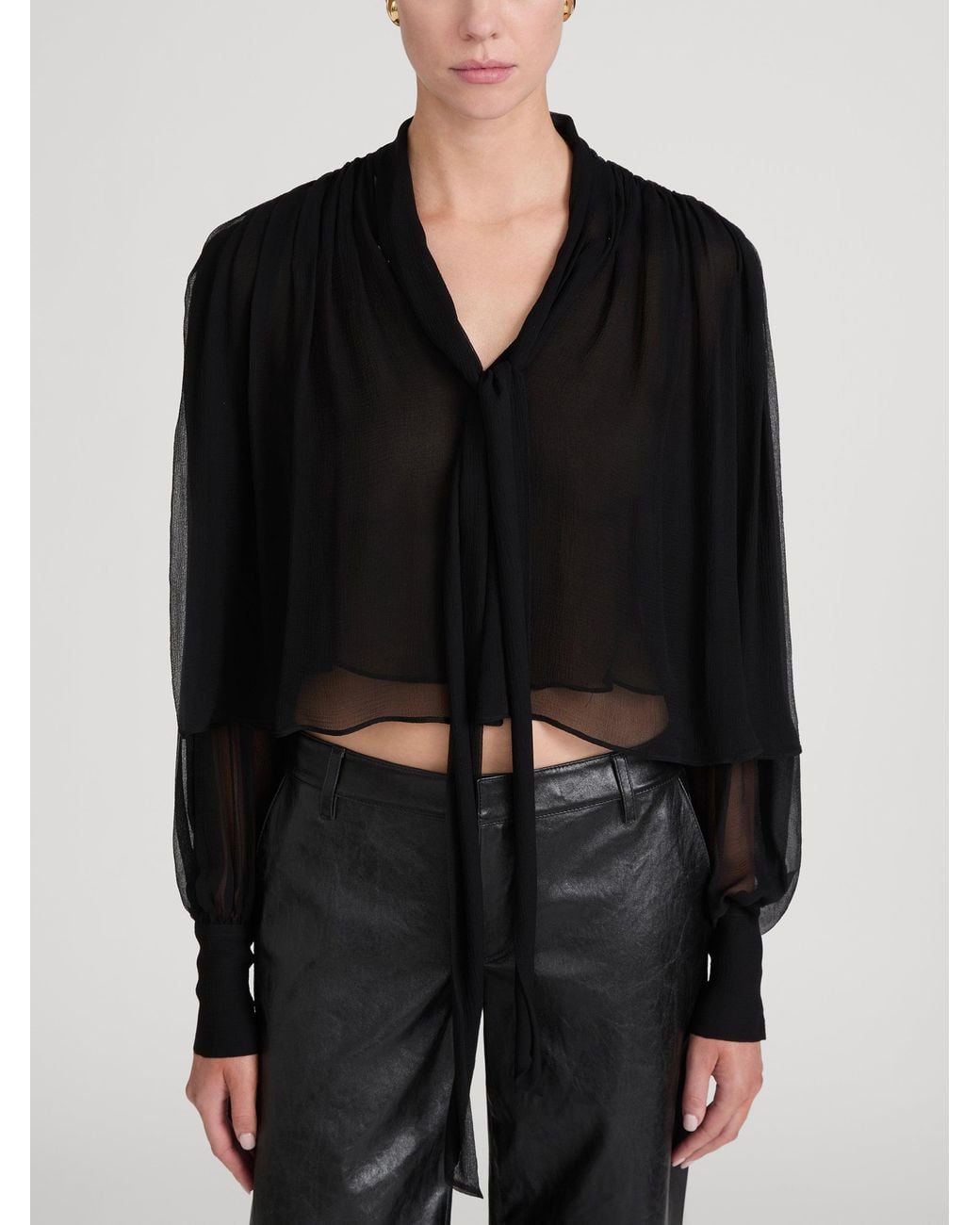 FRAME Black The Belle Tie Blouse
