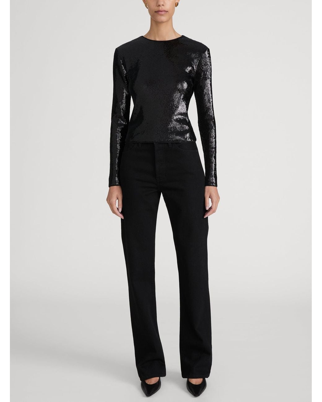 FRAME Black The Micro Sequin Top