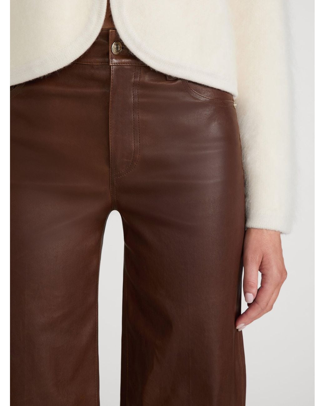 FRAME Brown Le Slim Palazzo Leather