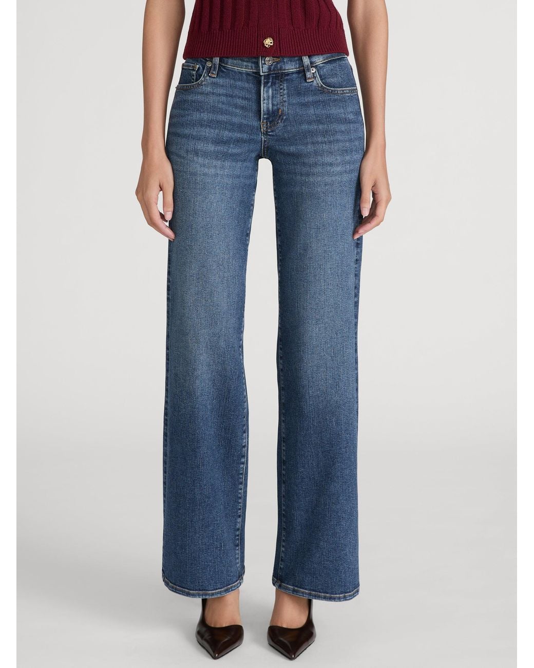 FRAME Blue The Low Rise Slim Palazzo