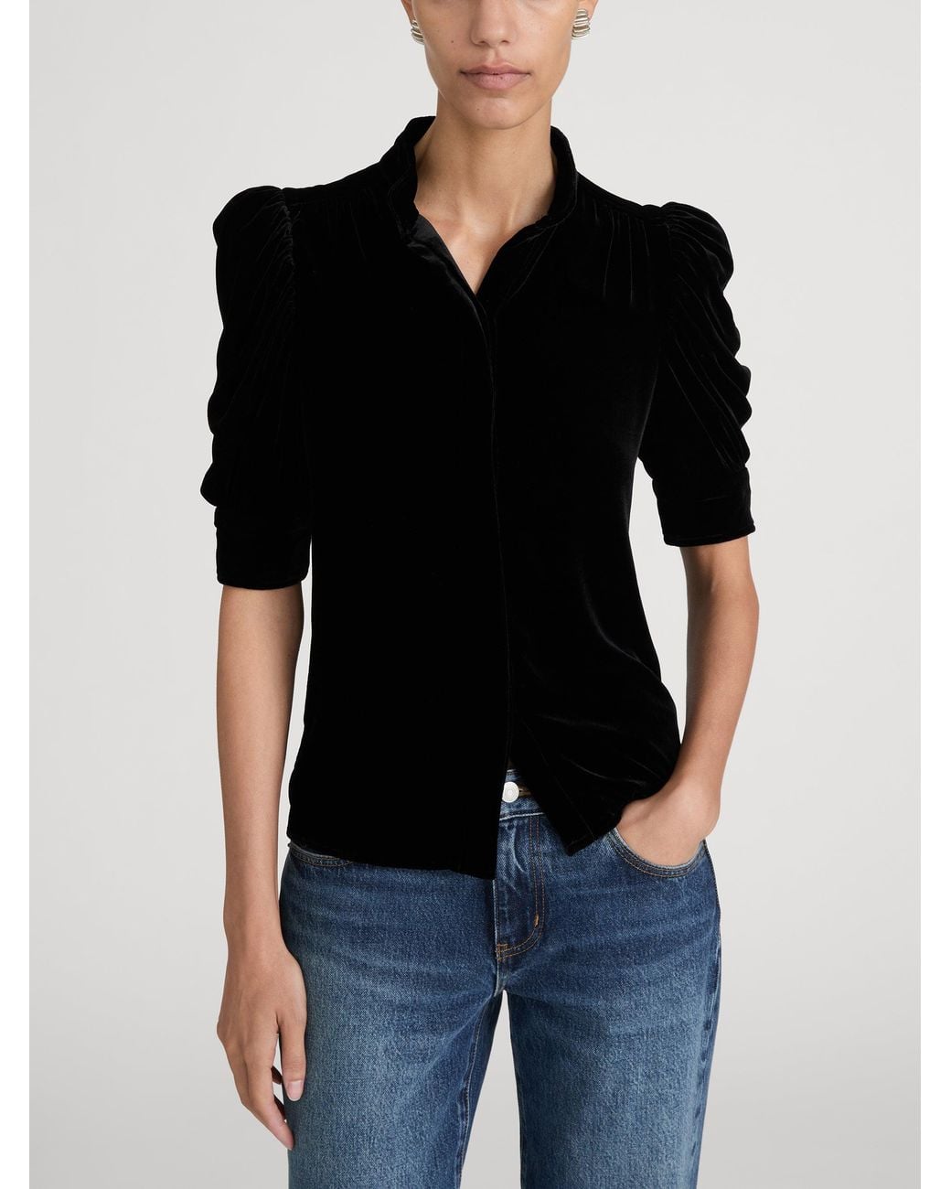 FRAME Black The Velvet Gillian Top