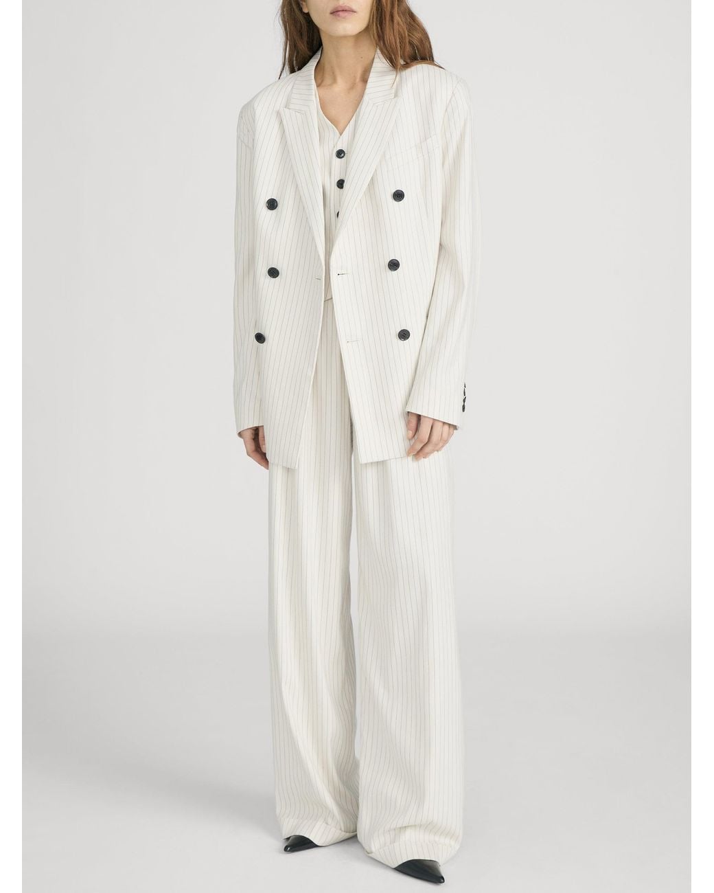 FRAME White The Pinstripe Avenue Blazer