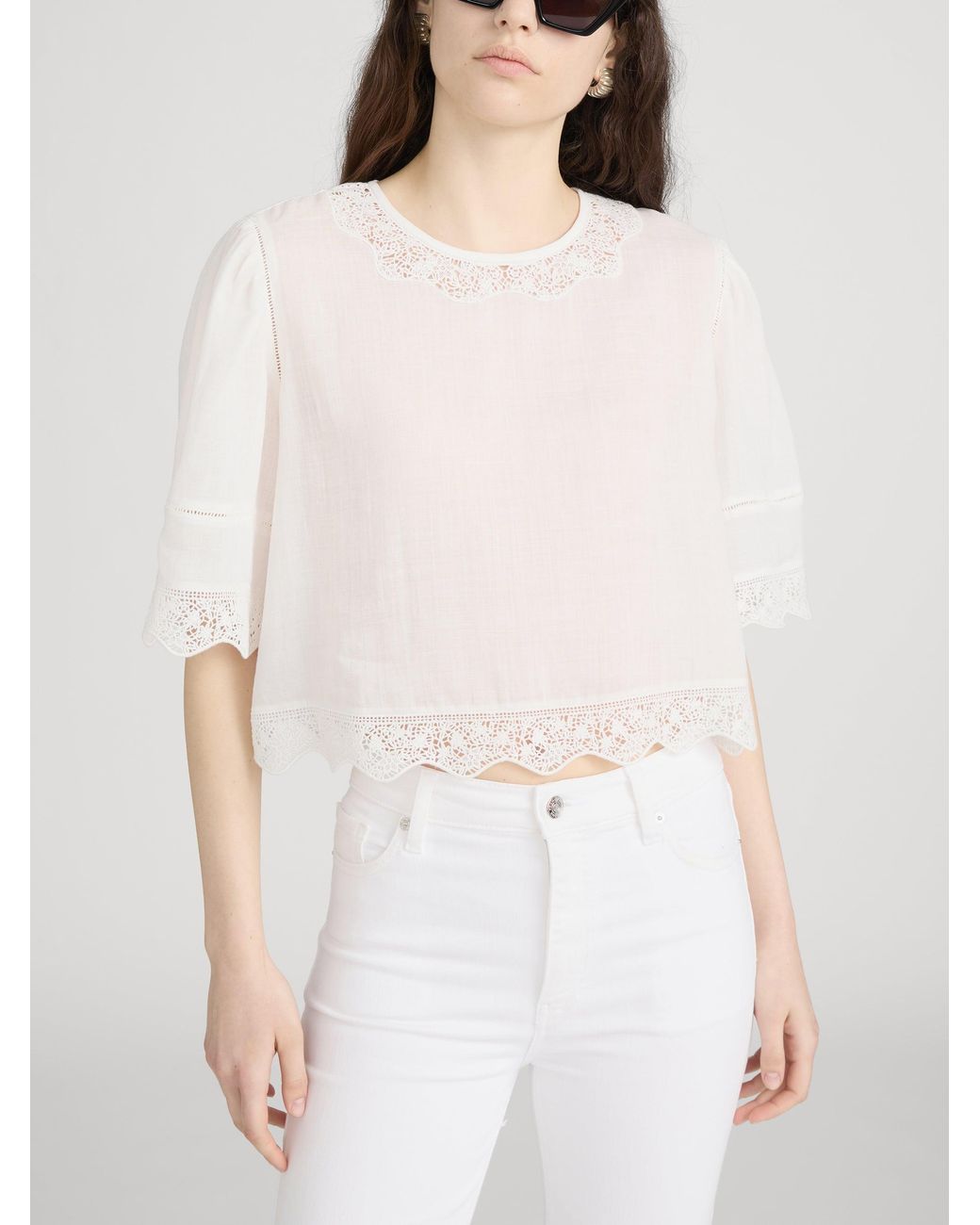 FRAME White The Embroidered Top