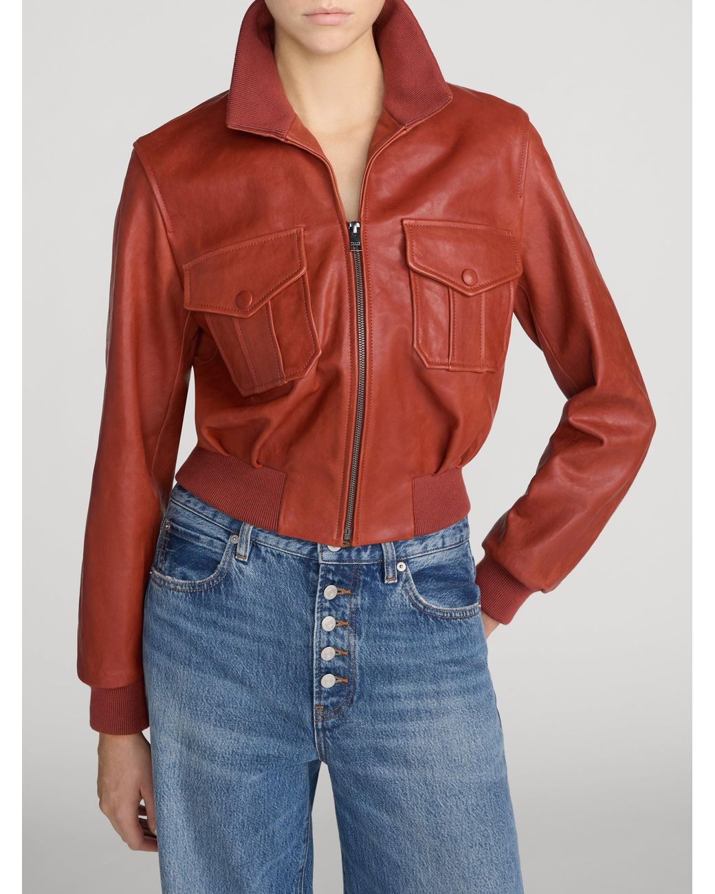 FRAME Red The Leather Ace Jacket