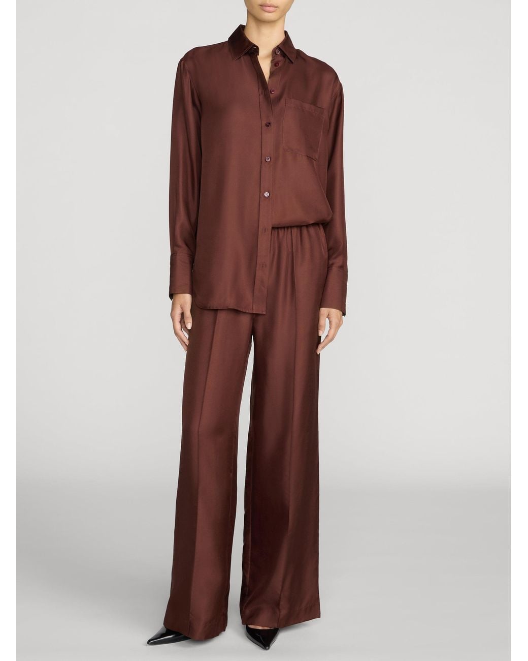 FRAME Brown The Silk Boy Shirt