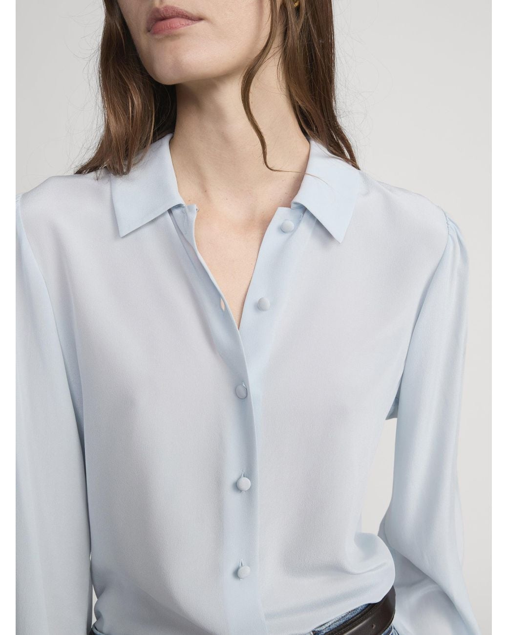 FRAME Blue The Silk Staple Blouse