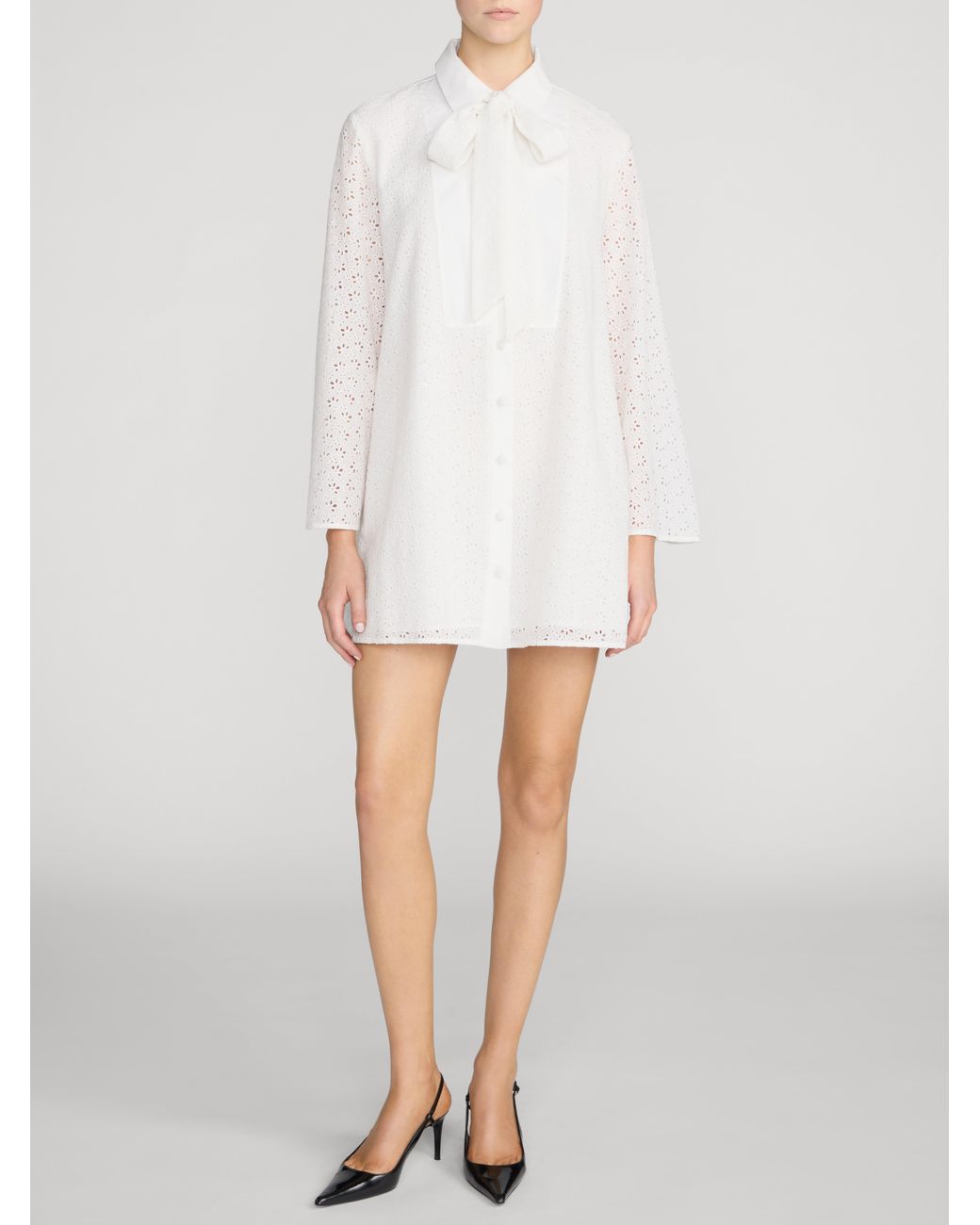 FRAME White The Eyelet Tuxedo Dress