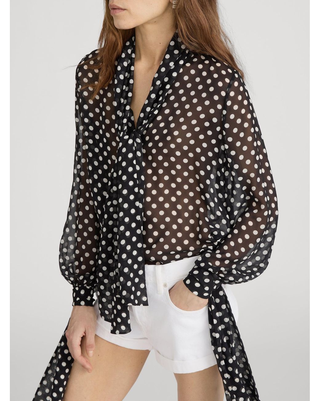 FRAME Black The Nouvelle Polka Dot Blouse
