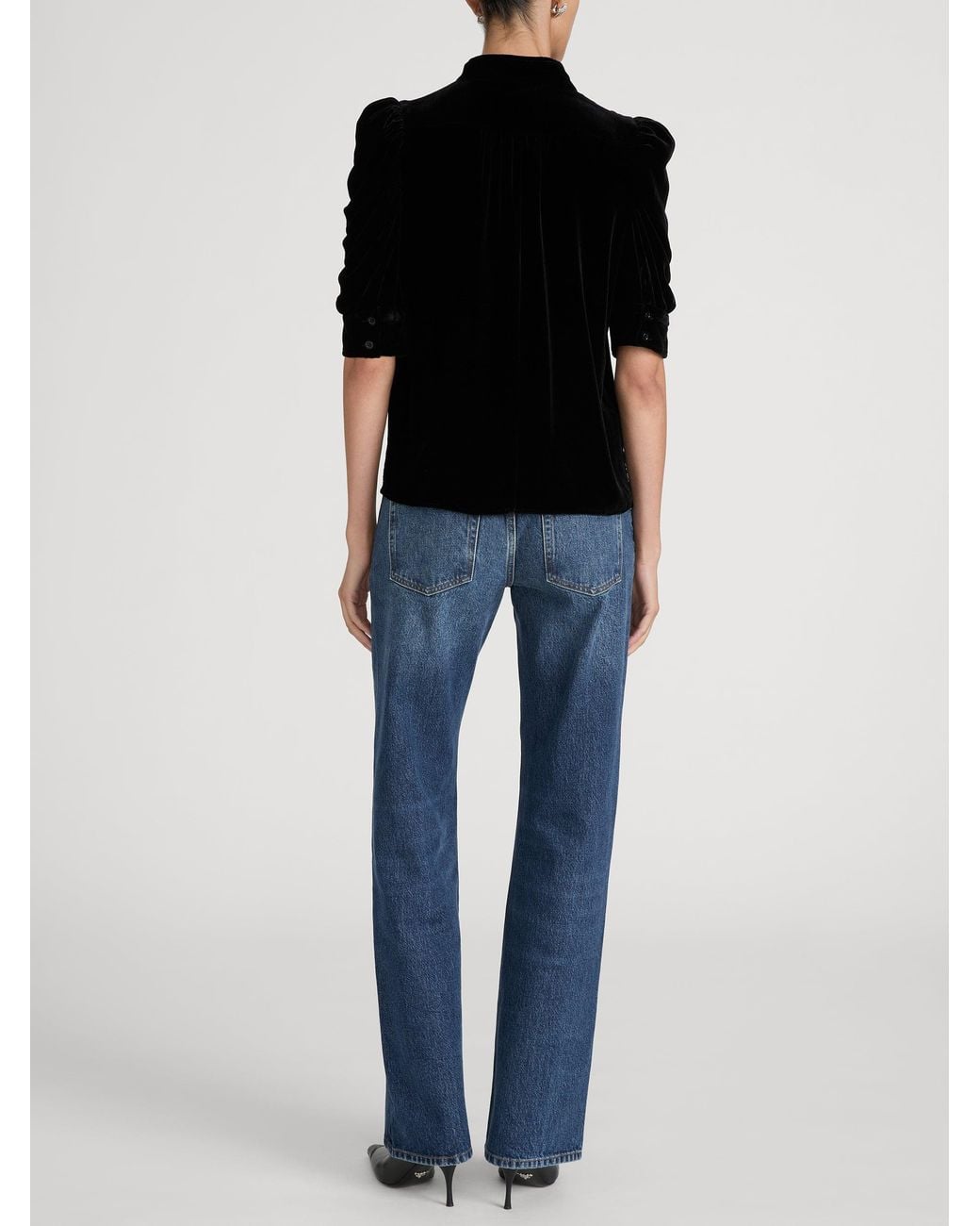 FRAME Black The Velvet Gillian Top
