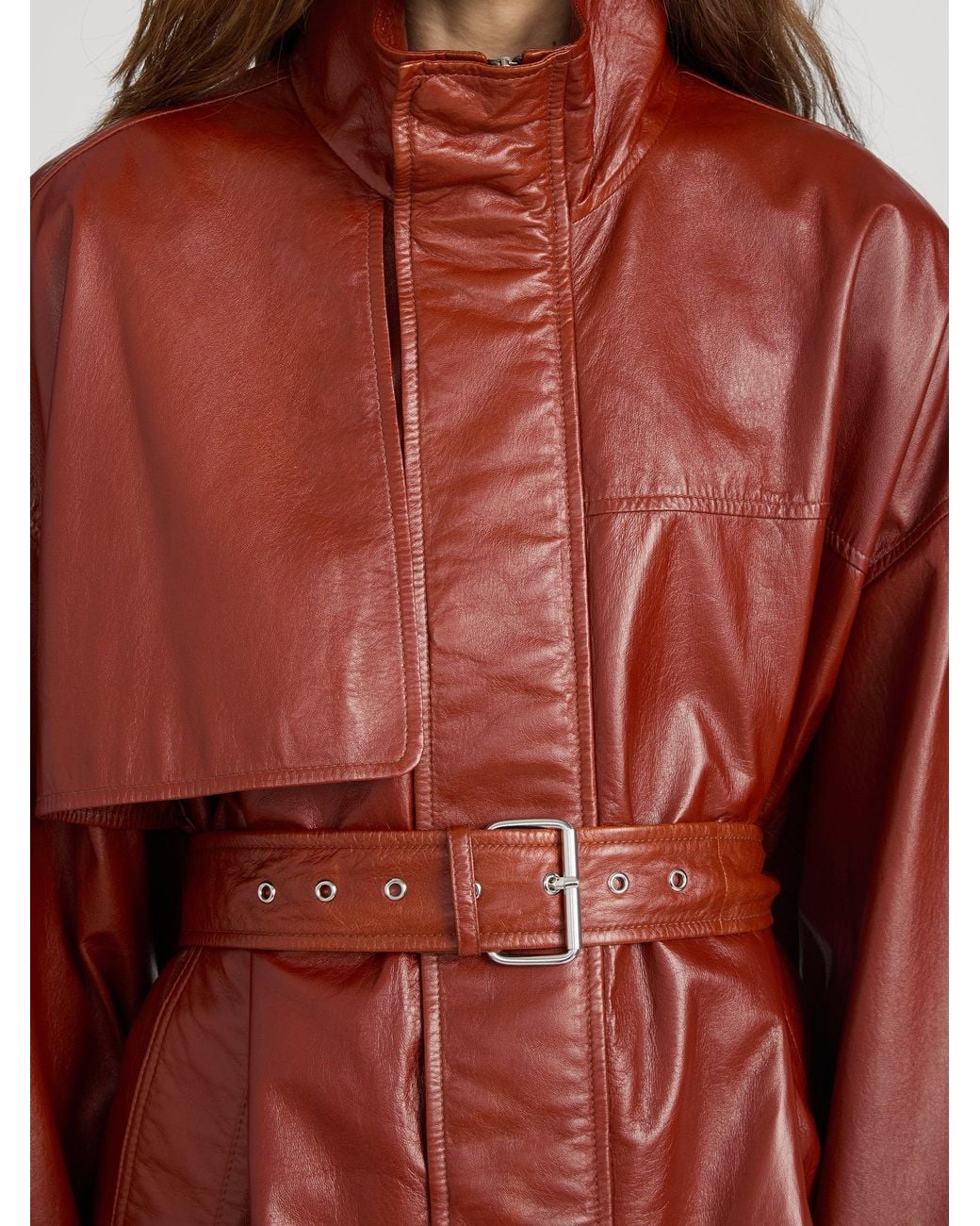 FRAME Red The Paper Leather Trench
