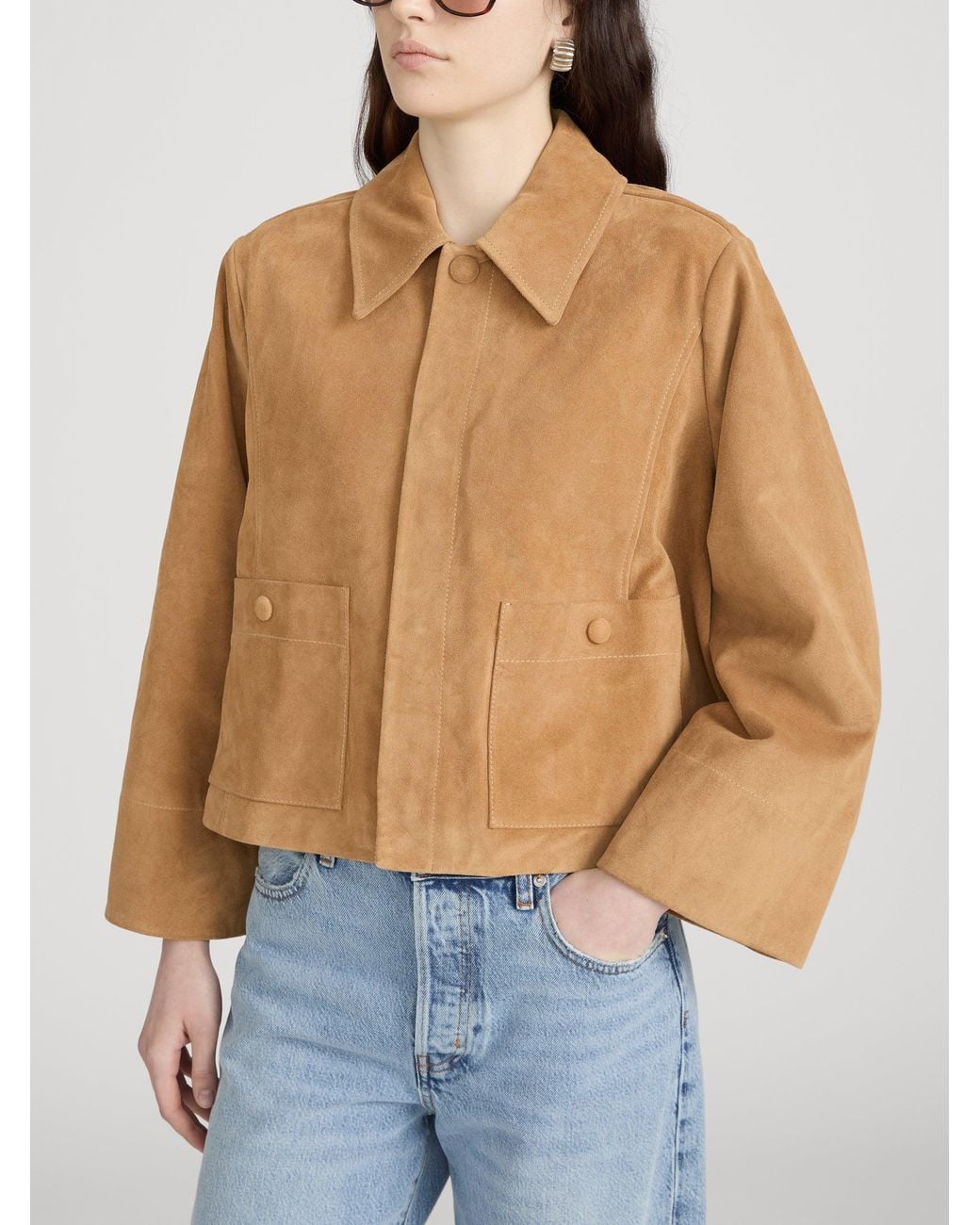 FRAME Natural The Mini Suede Swing Jacket