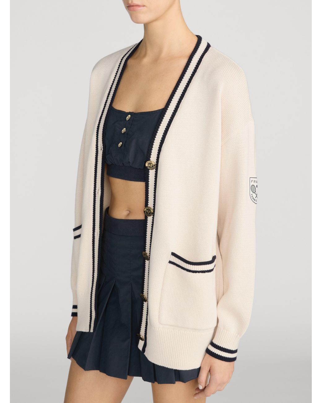 FRAME Natural The Tennis Oversized Cardigan