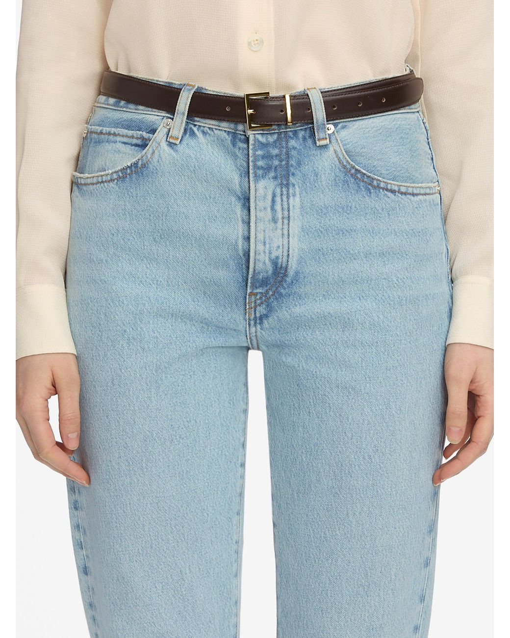 FRAME White The Leather Square Buckle Belt