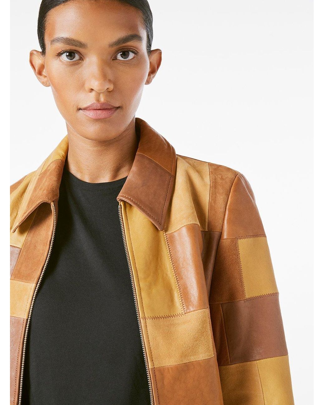 FRAME Patchwork Leather Jacket | Lyst