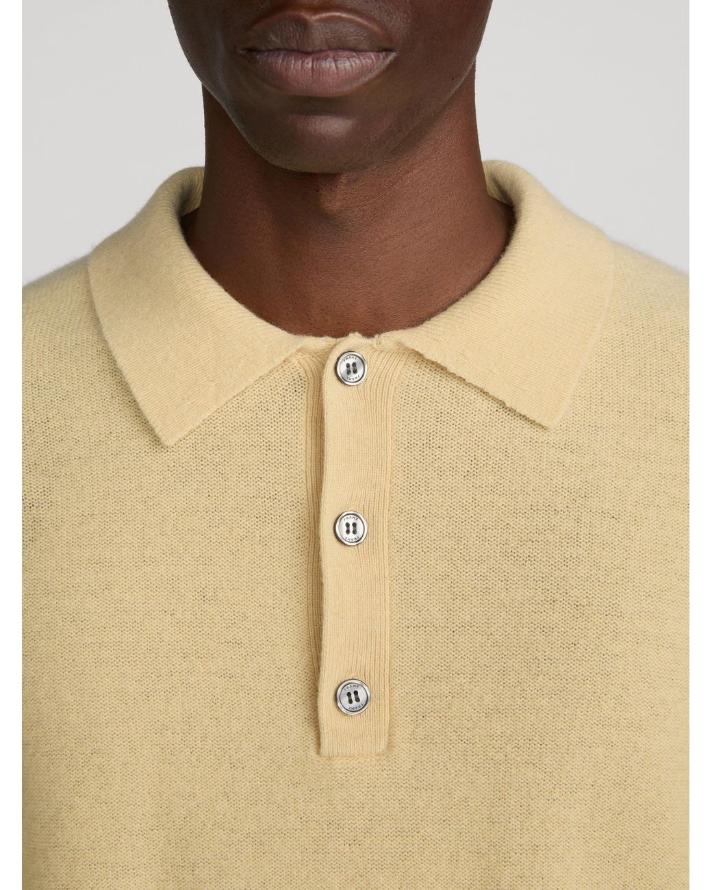 FRAME Natural Boiled Wool Polo Sweater for men