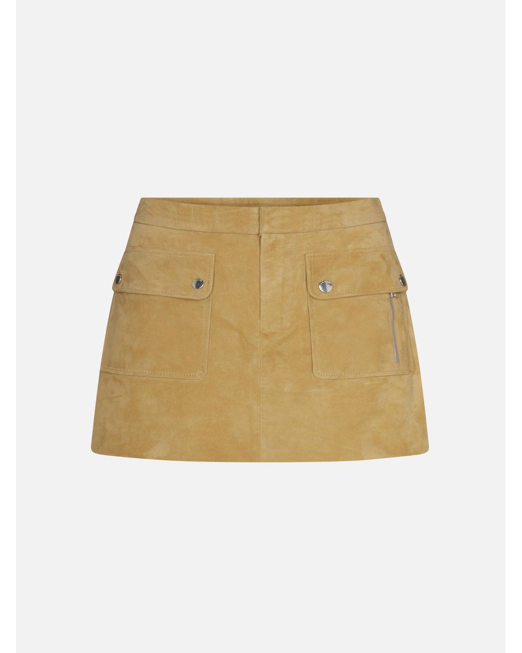 FRAME Natural The Suede Safari Skirt