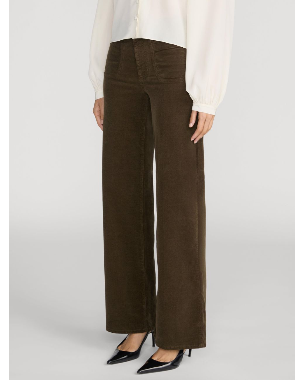 FRAME Brown Le Slim Palazzo Modernist Pocket Corduroy