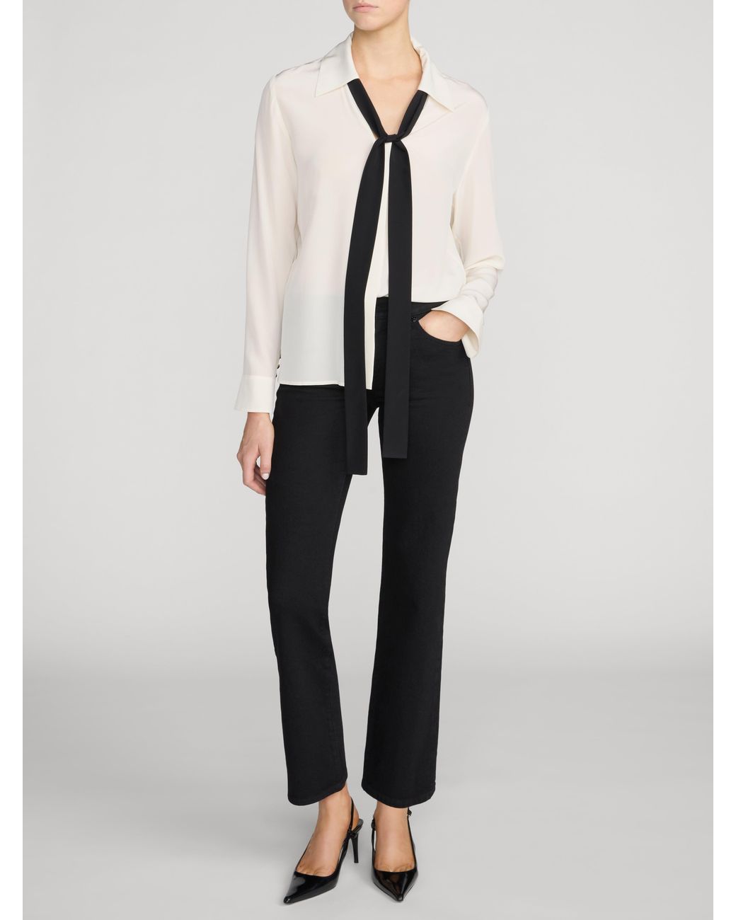 FRAME Natural The Contrast Tie Shirt