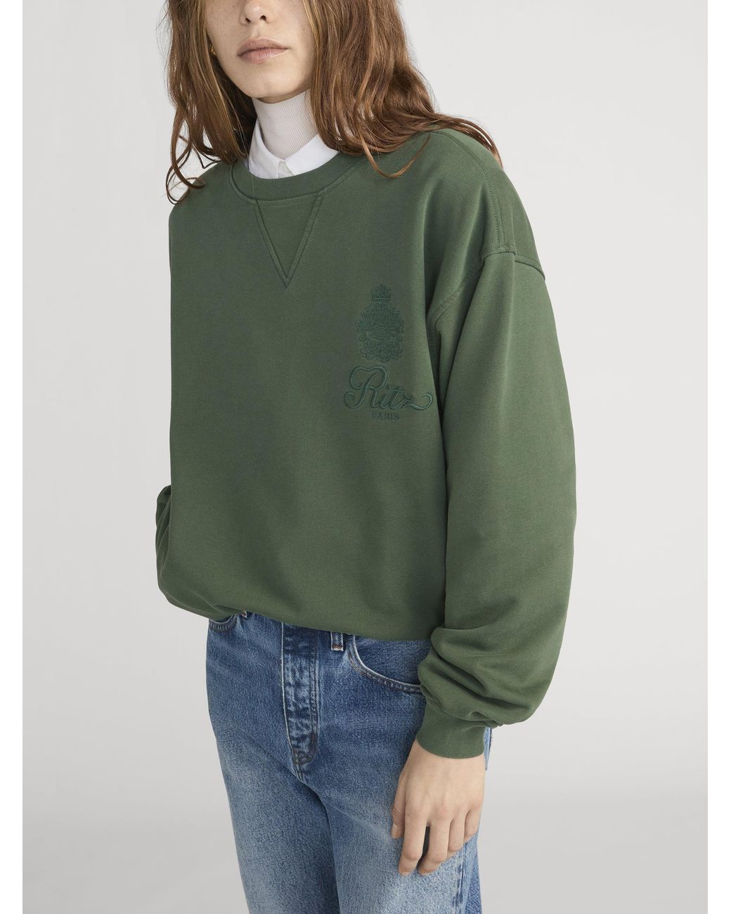 FRAME Green Ritz Tonal Logo Crewneck