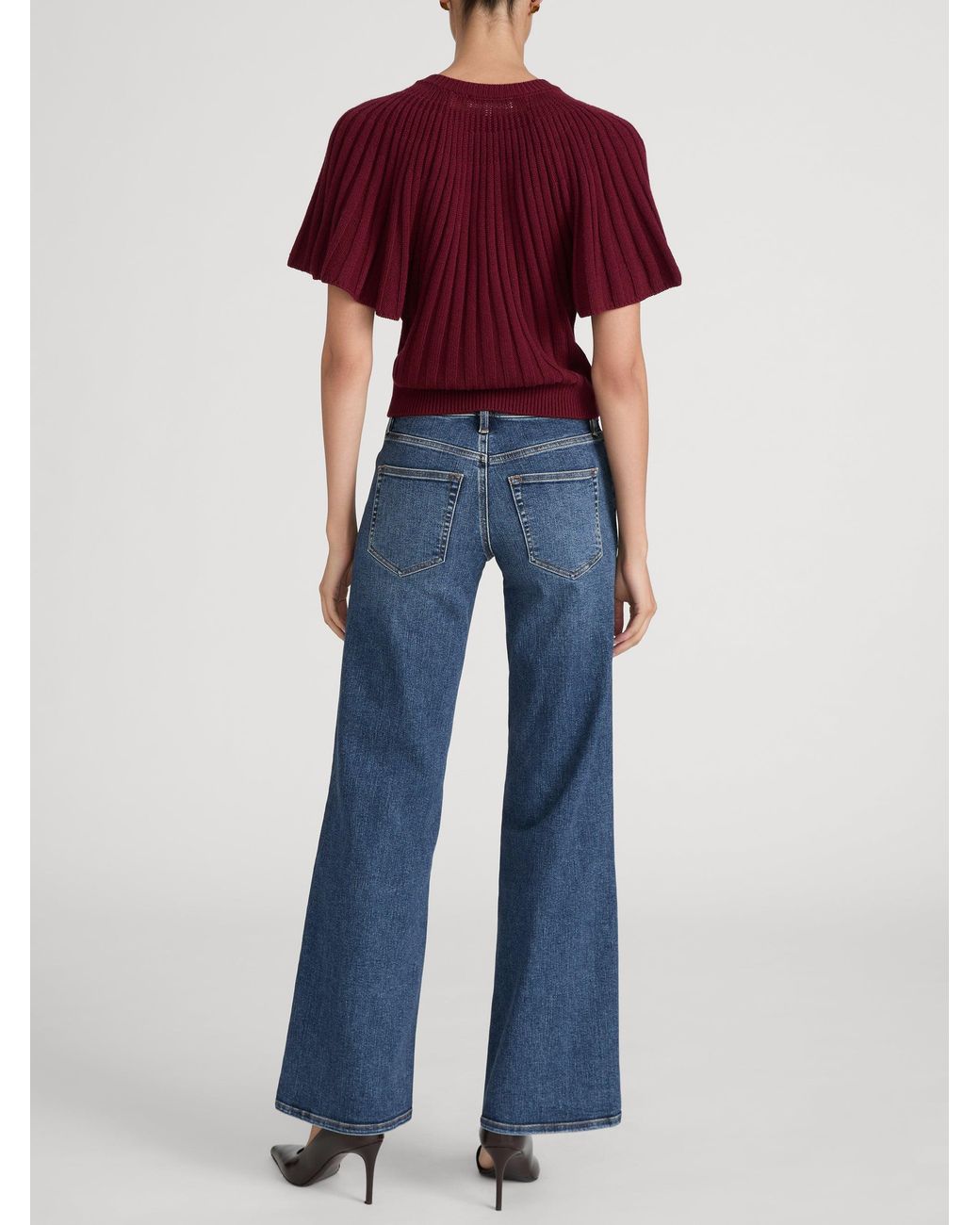FRAME Blue The Low Rise Slim Palazzo