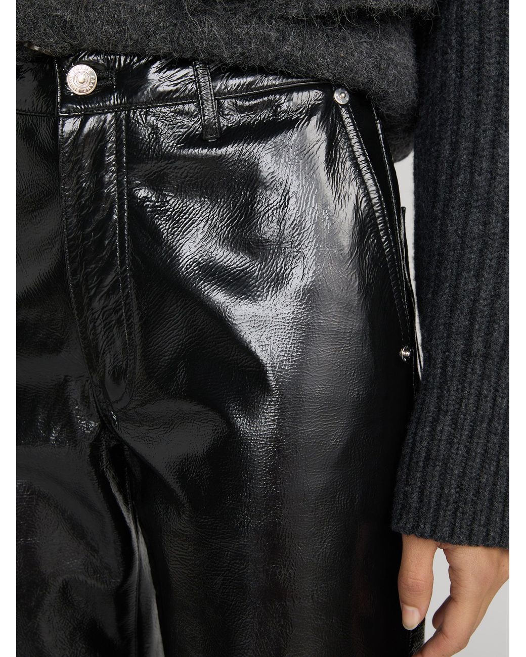FRAME Black The Patent Leather Swing Trouser