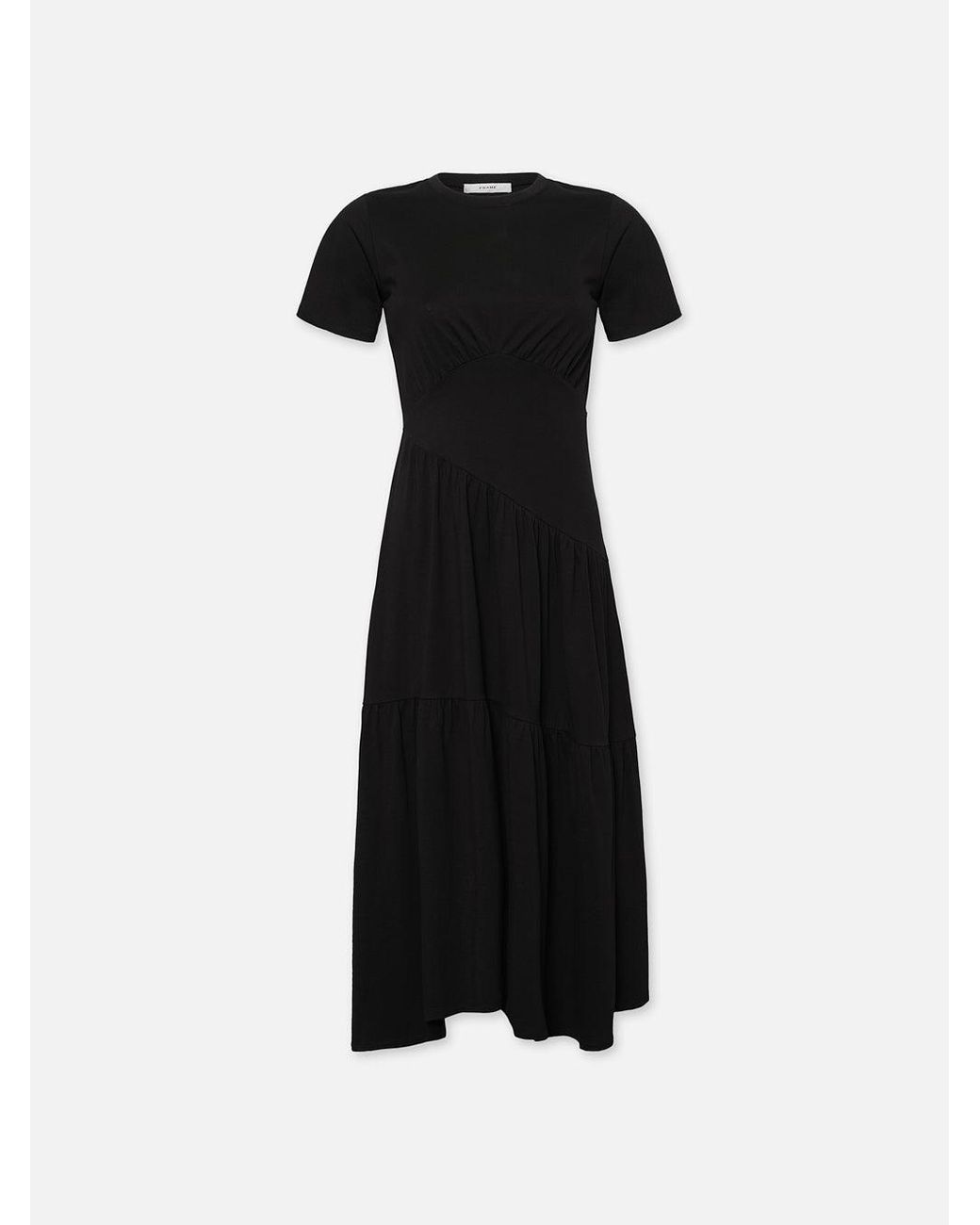 black a frame dress Black Round Neck Ribbed Top Tiered Skirt Midi Dress – AX Paris
