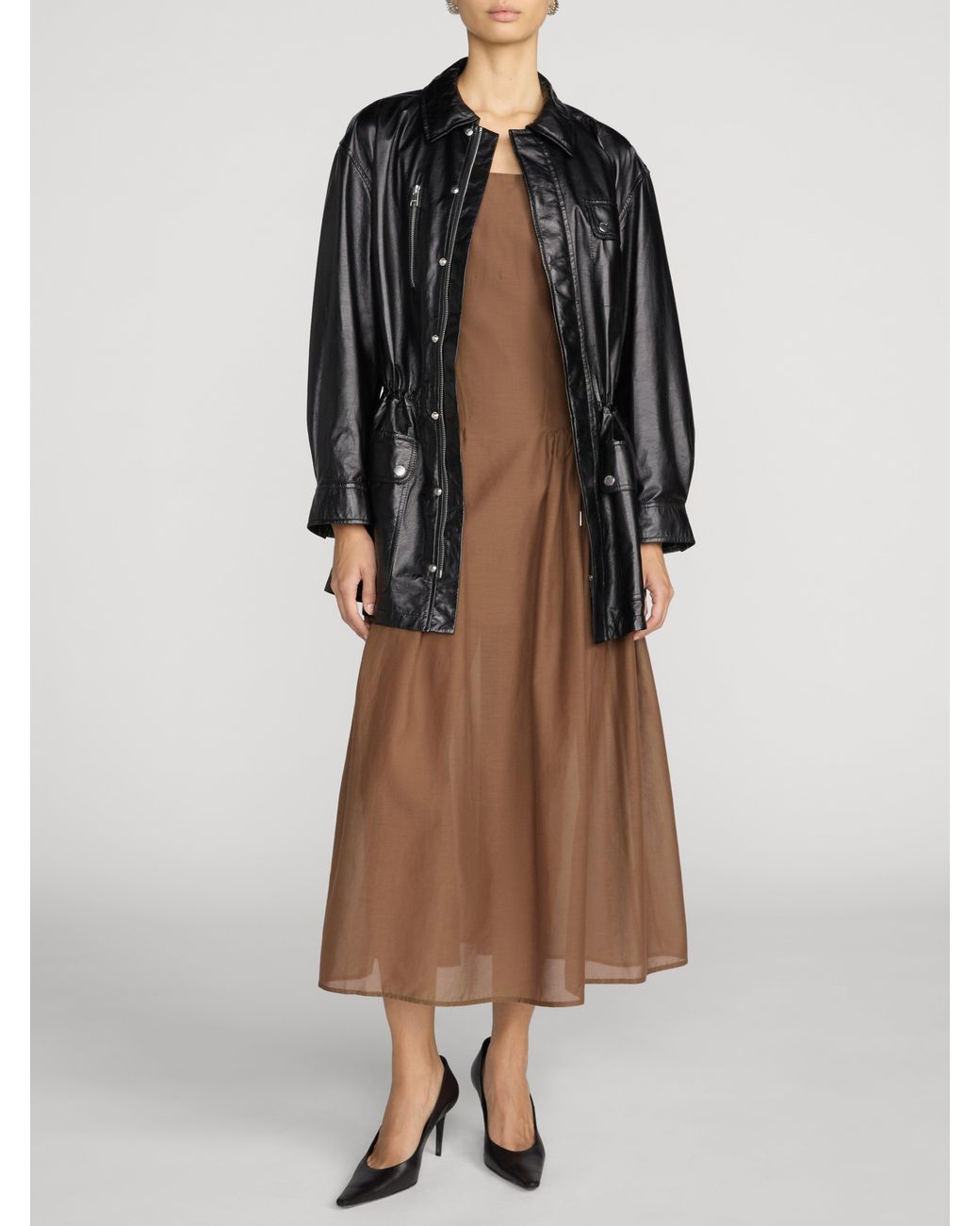 FRAME Black The Paper Leather Safari Jacket