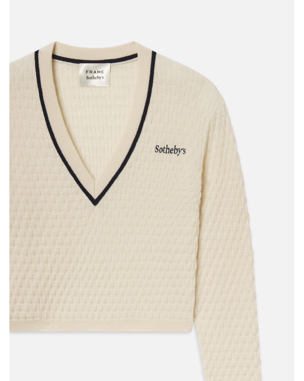 FRAME Natural Sotheby's V-neck Sweater
