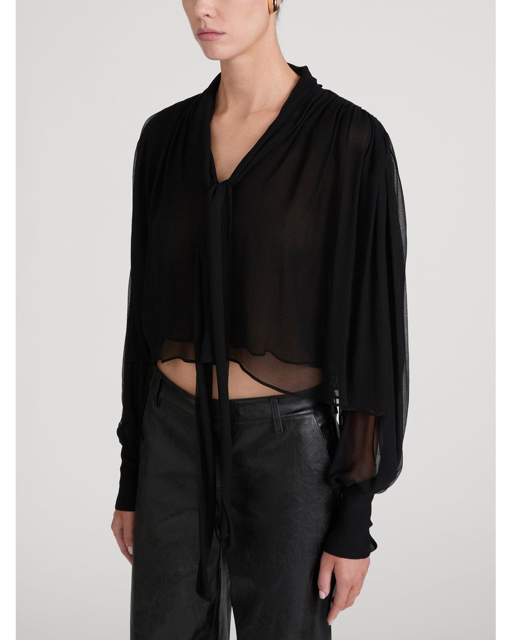 FRAME Black The Belle Tie Blouse